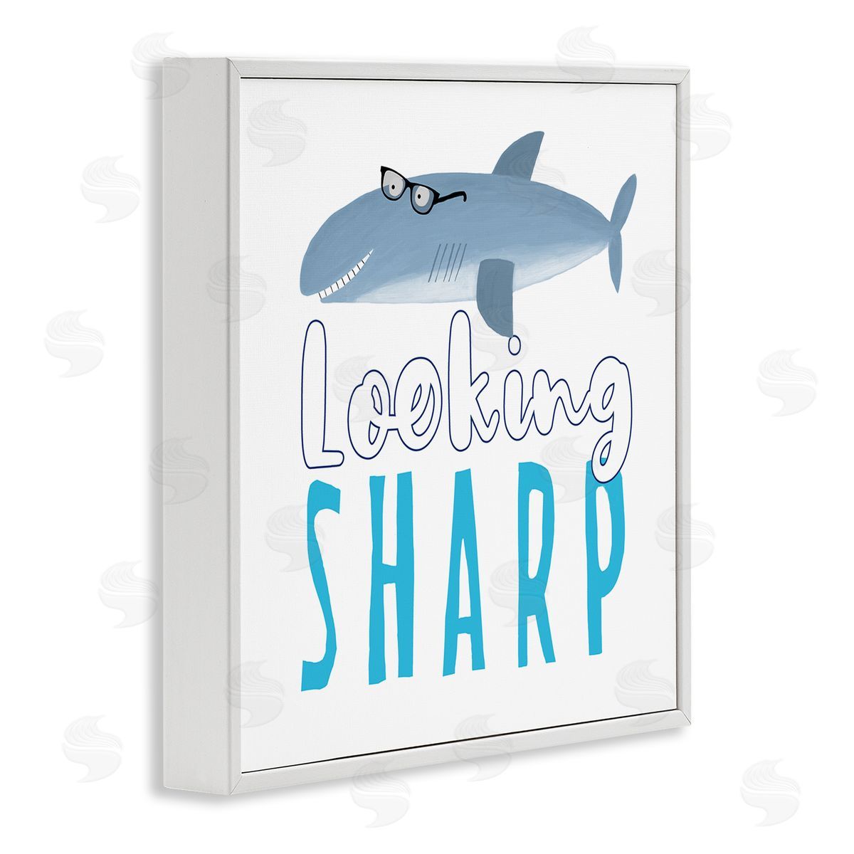 Carla Daly Shark in Glasses Phrase White Framed Glicee Wall Art Print