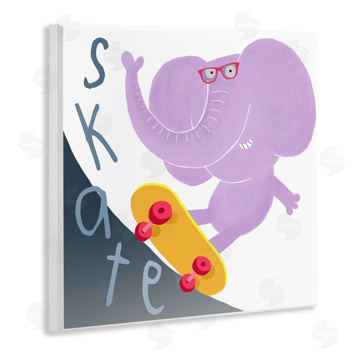 Carla Daly Purple Elephant on Skateboard Wooden Wall Plaque Art Print
