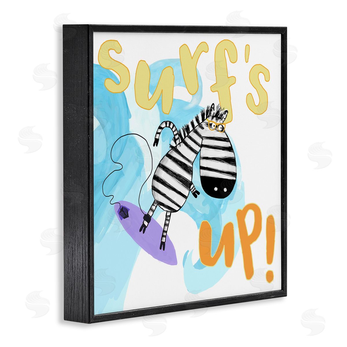 Carla Daly Surf's Up Zebra Phrase Black Framed Glicee Wall Art Print