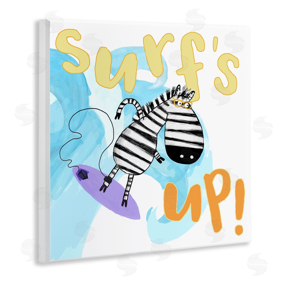 Carla Daly Surf's Up Zebra Phrase Wooden Wall Plaque Art Print