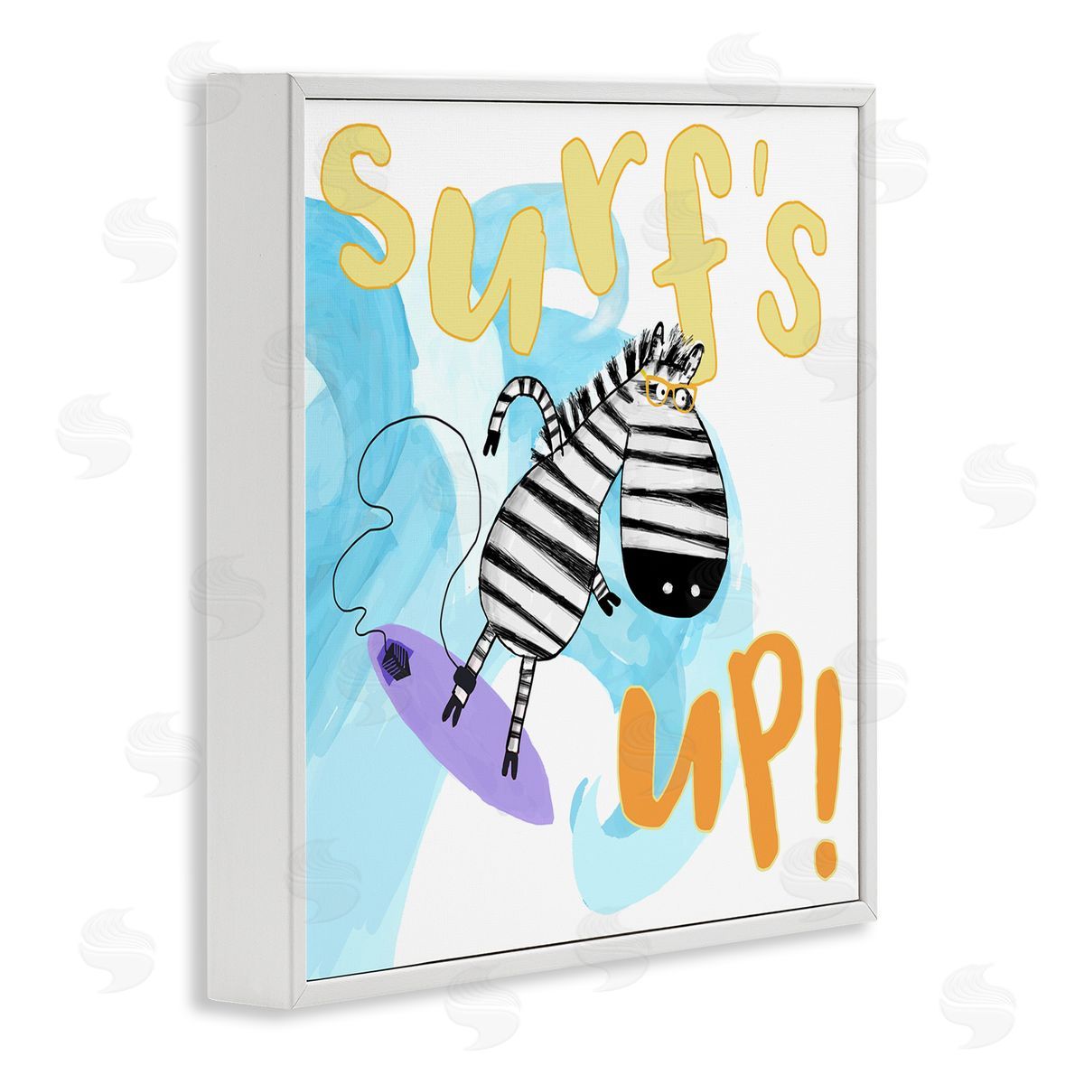Carla Daly Surf's Up Zebra Phrase White Framed Glicee Wall Art Print