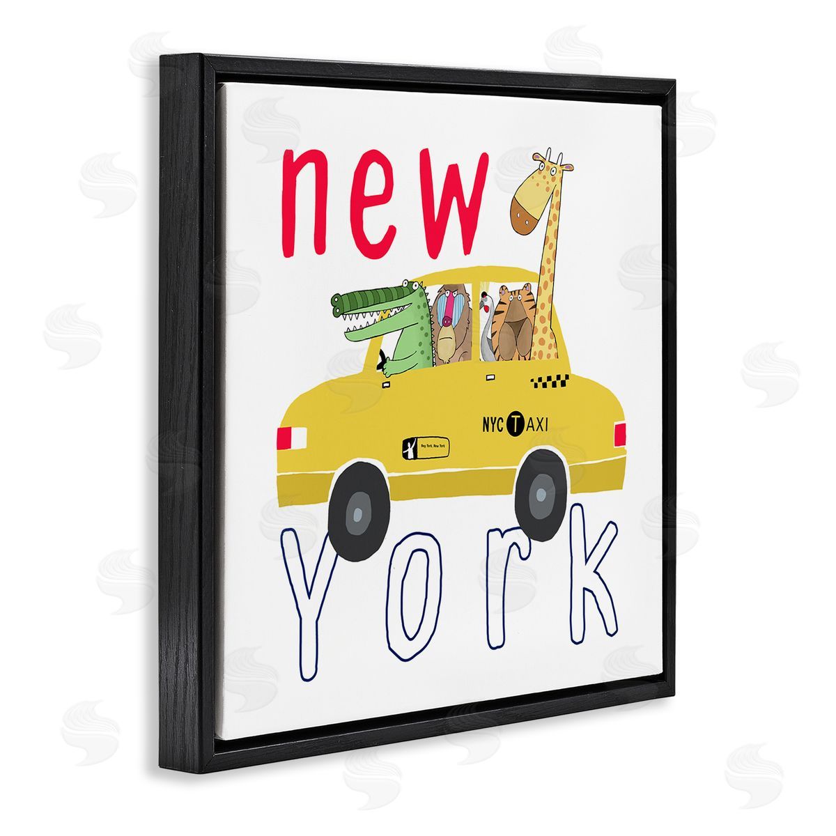 Carla Daly New York Taxi Animals Black Floating Frame Canvas Wall Art Print