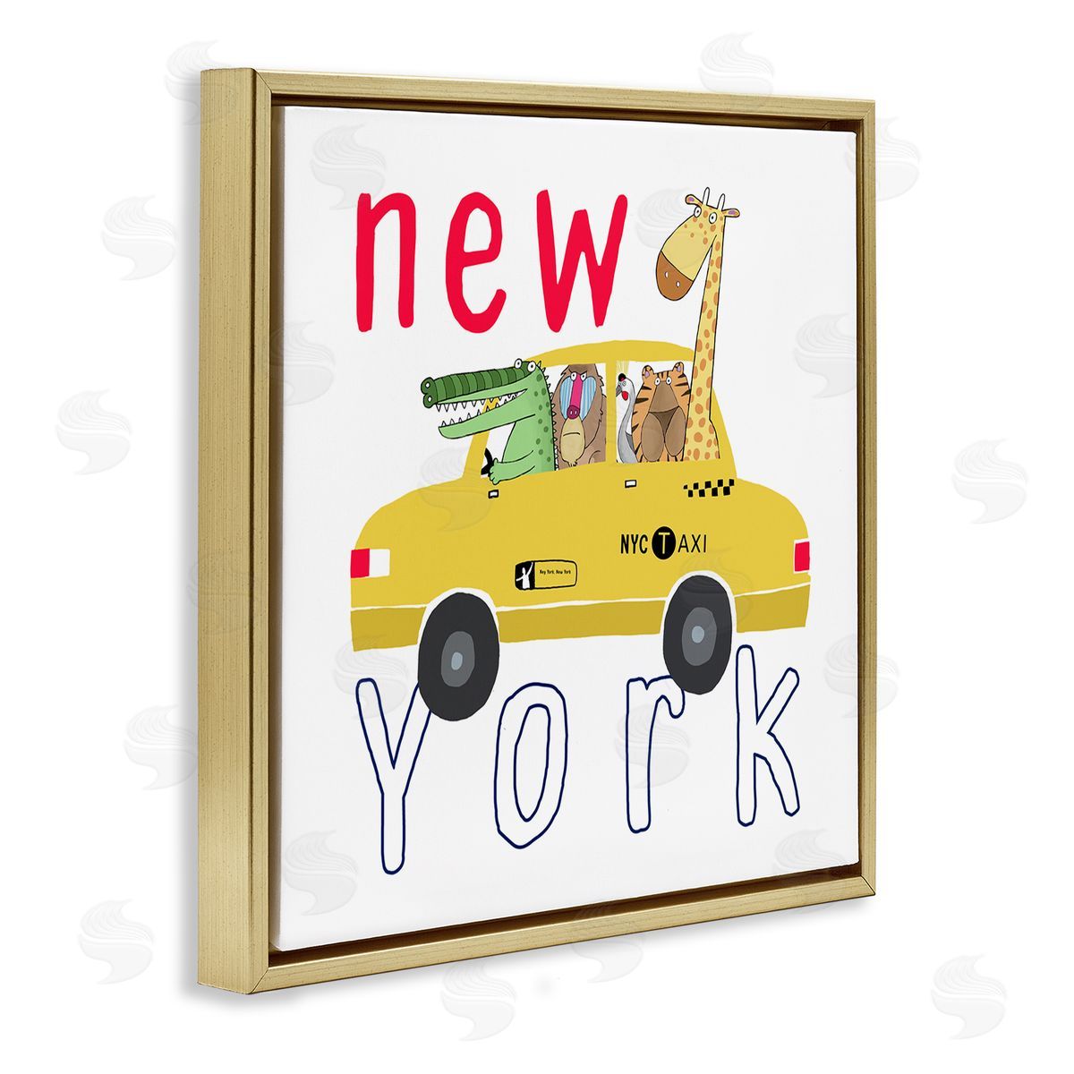 Carla Daly New York Taxi Animals Gold Floating Frame Canvas Wall Art Print