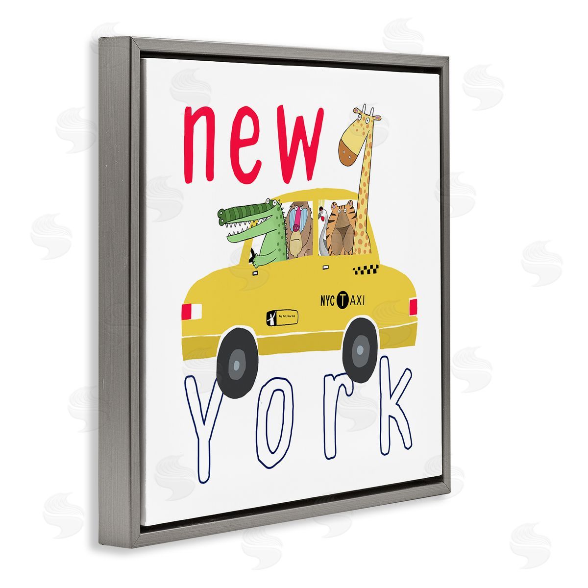 Carla Daly New York Taxi Animals Gray Floating Frame Canvas Wall Art Print