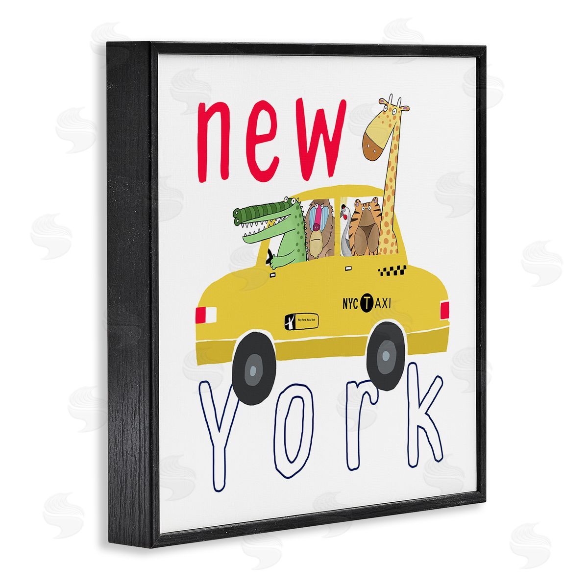 Carla Daly New York Taxi Animals Black Framed Glicee Wall Art Print