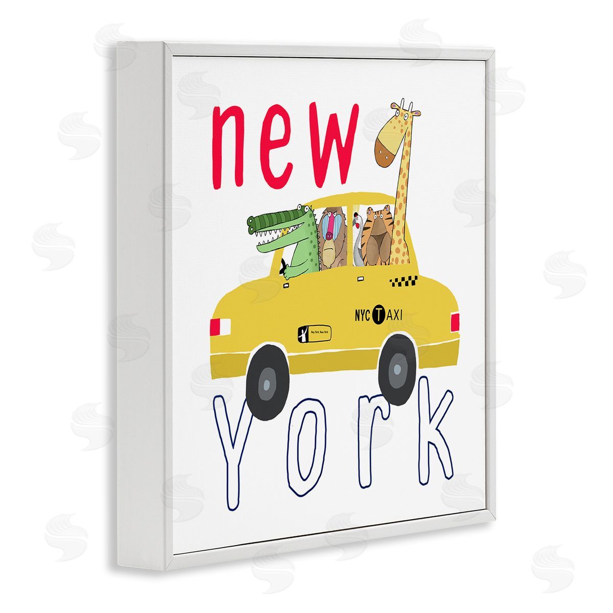 Carla Daly New York Taxi Animals White Framed Glicee Wall Art Print