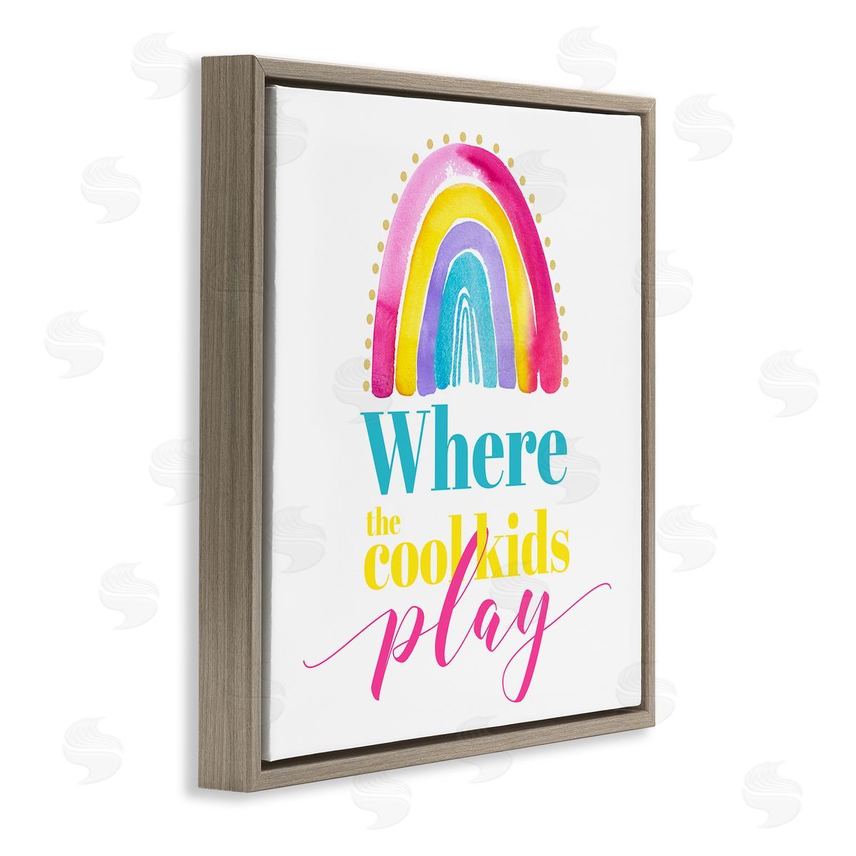 Enya Todd Cool Kids Play Phrase Brown Floating Frame Canvas Wall Art Print