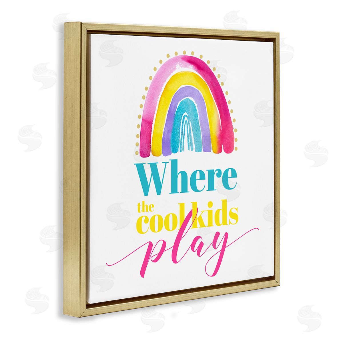 Enya Todd Cool Kids Play Phrase Gold Floating Frame Canvas Wall Art Print