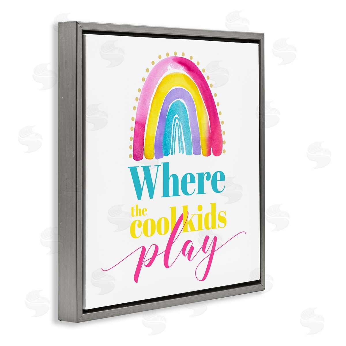 Enya Todd Cool Kids Play Phrase Gray Floating Frame Canvas Wall Art Print