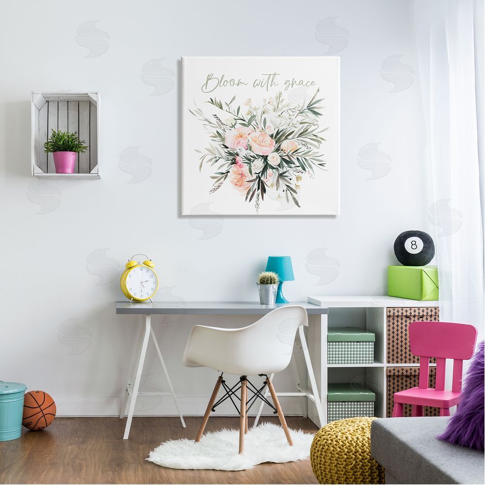 Enya Todd Floral Bloom With Grace Canvas Wall Art in Room