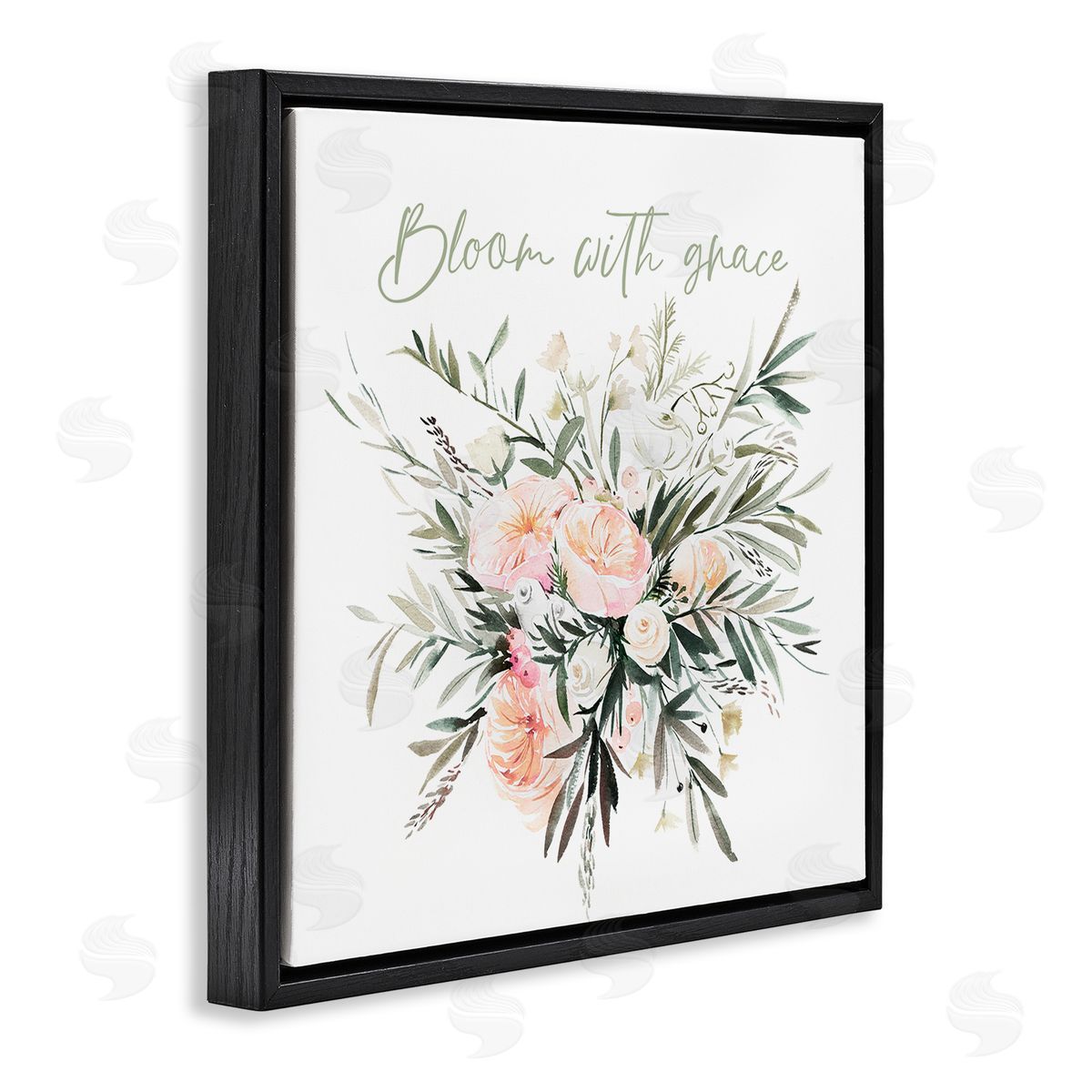 Enya Todd Floral Bloom With Grace Black Floating Frame Canvas Wall Art Print