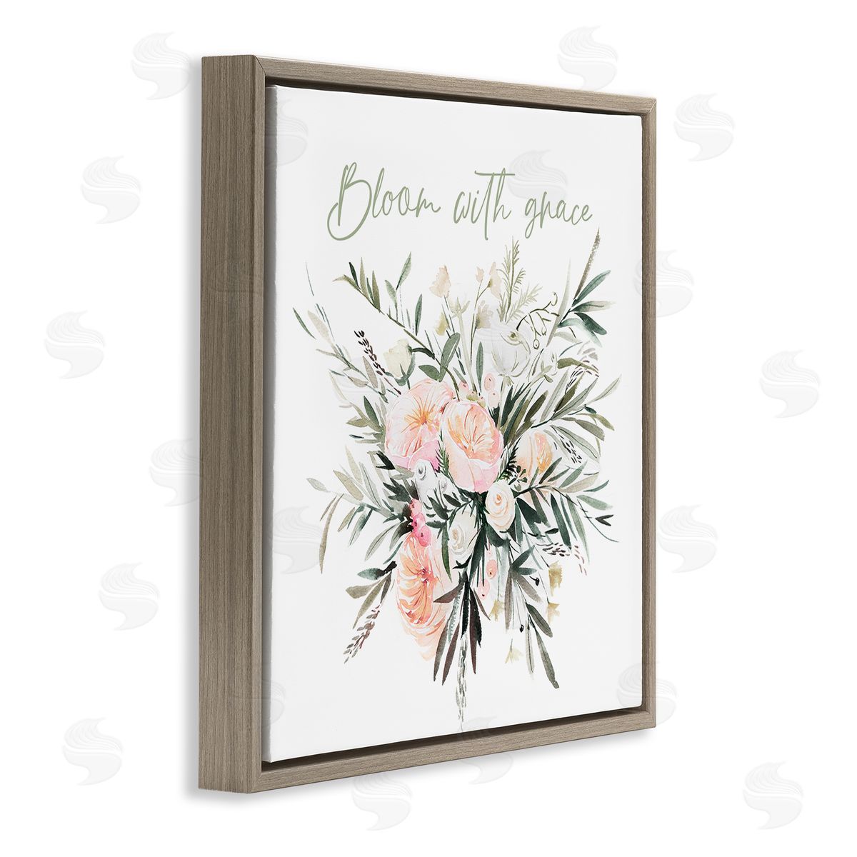 Enya Todd Floral Bloom With Grace Brown Floating Frame Canvas Wall Art Print