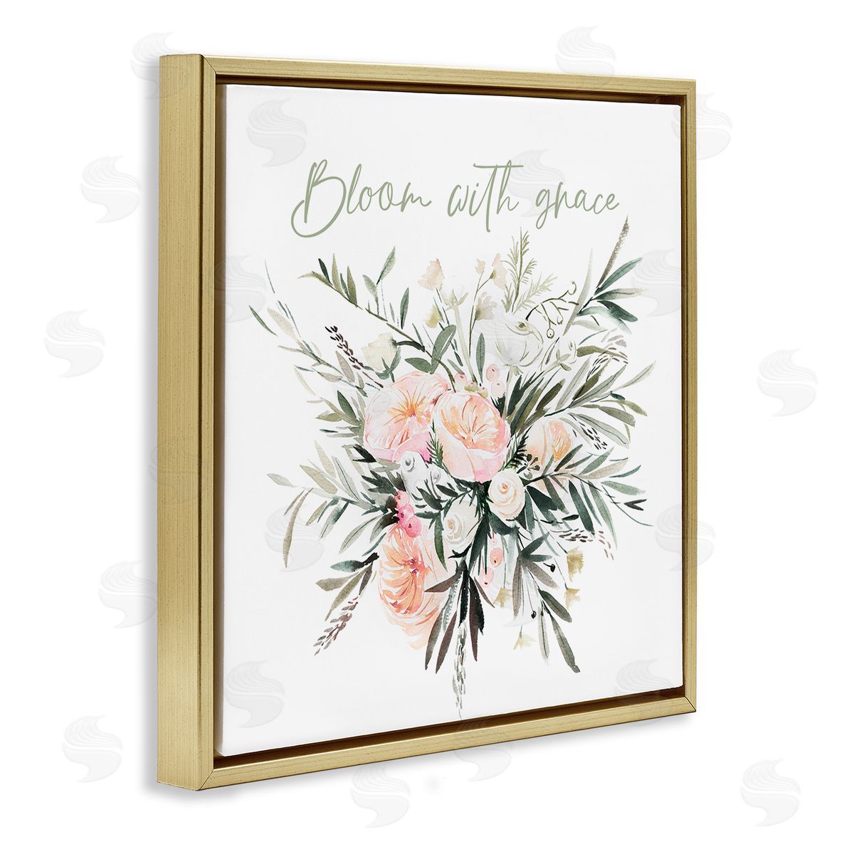 Enya Todd Floral Bloom With Grace Gold Floating Frame Canvas Wall Art Print