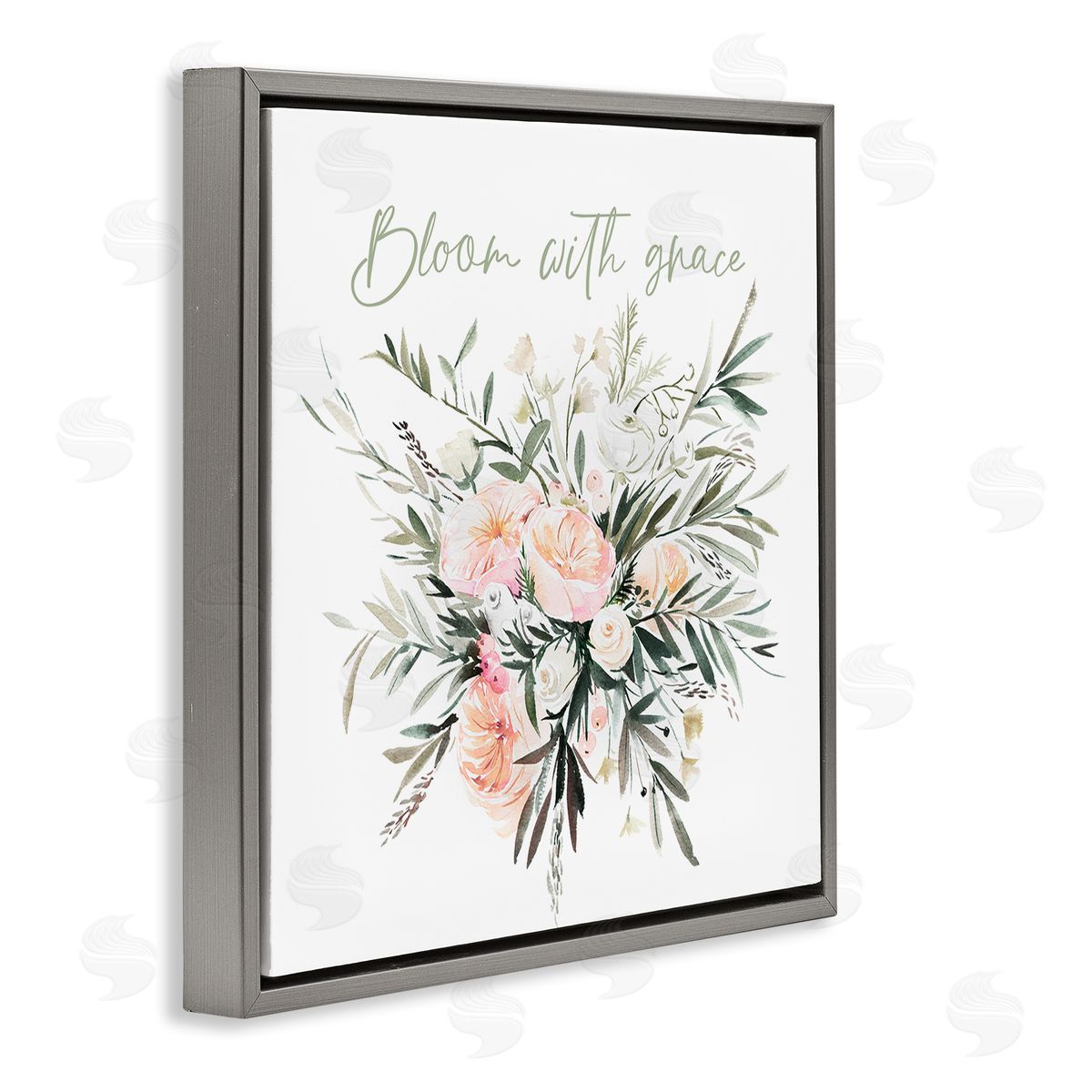 Enya Todd Floral Bloom With Grace Gray Floating Frame Canvas Wall Art Print
