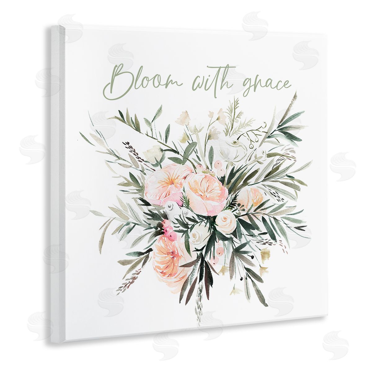 Enya Todd Floral Bloom With Grace Wooden Wall Plaque Art Print