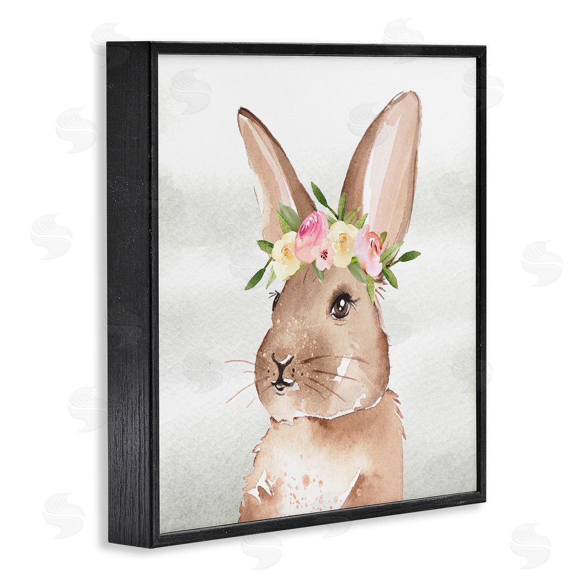 Enya Todd Bunny with Rose Garland Black Framed Glicee Wall Art Print