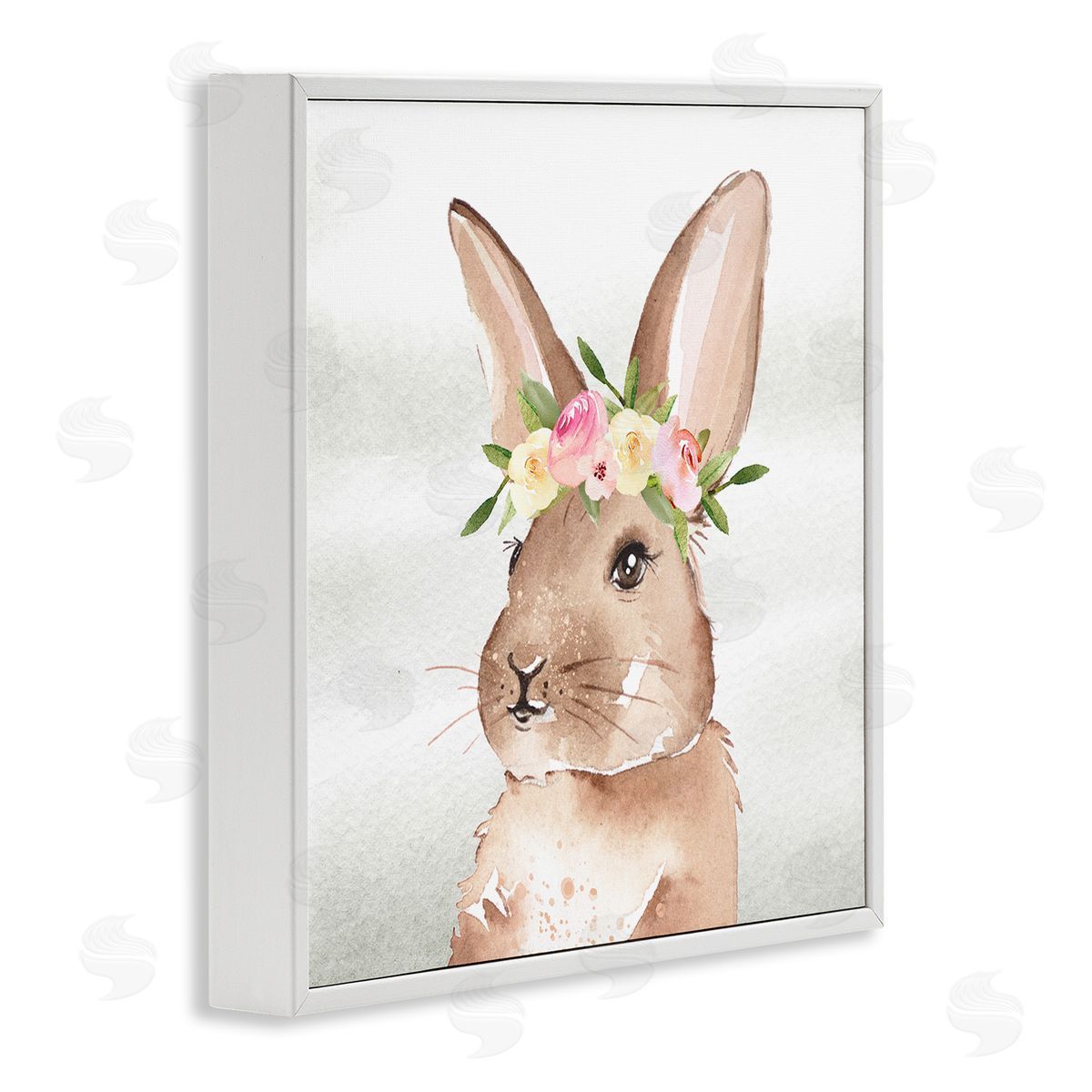 Enya Todd Bunny with Rose Garland White Framed Glicee Wall Art Print