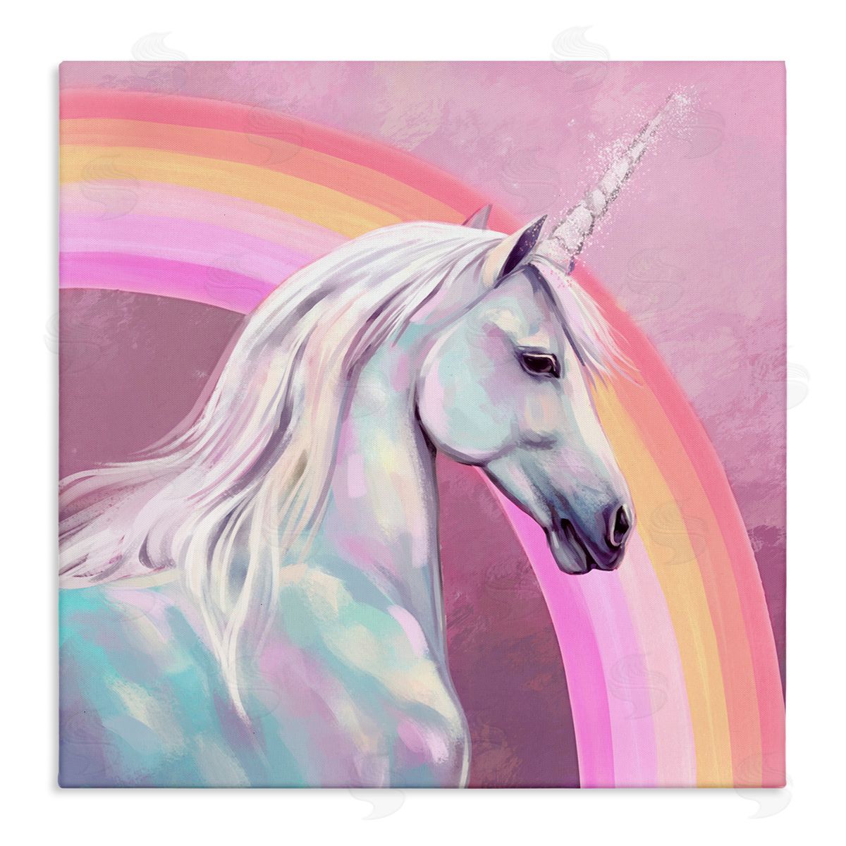 Ziwei Li Unicorn & Rainbow Portrait Stretched Canvas Wall Art Print