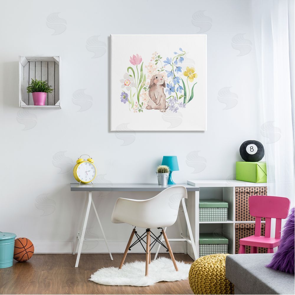Heather Lee Chan Spring Flowers & Rabbit Canvas Wall Art in Room