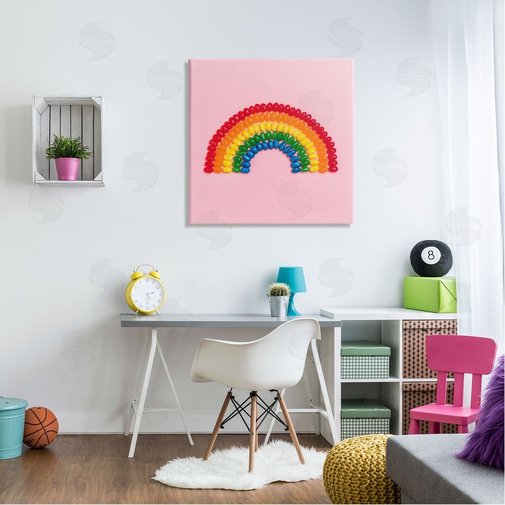 LISH Creative Rainbow Shaped Candies Canvas Wall Art in Room