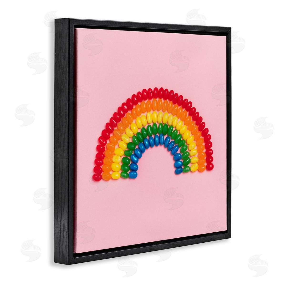 LISH Creative Rainbow Shaped Candies Black Floating Frame Canvas Wall Art Print