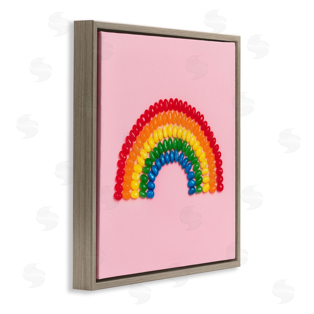 LISH Creative Rainbow Shaped Candies Brown Floating Frame Canvas Wall Art Print