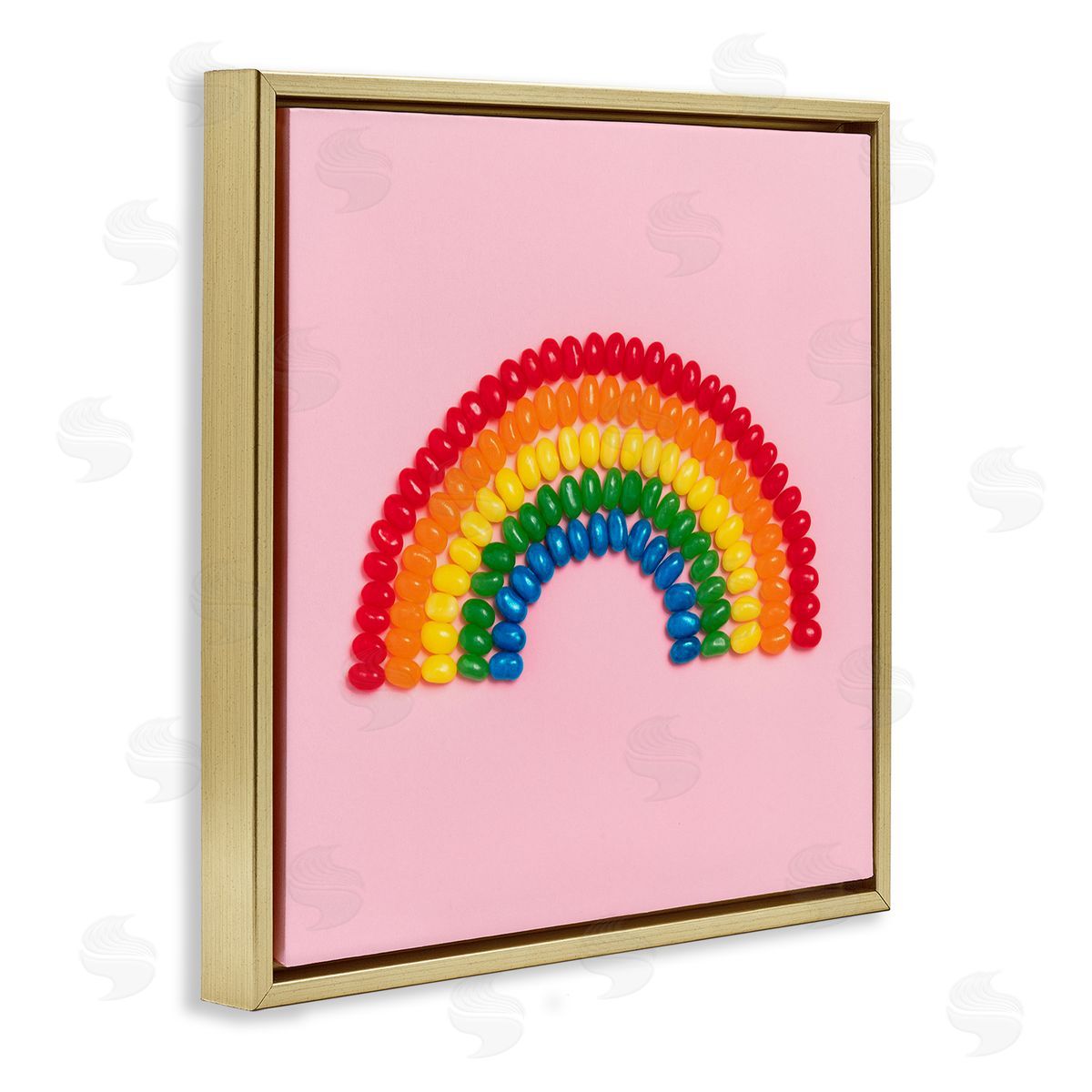LISH Creative Rainbow Shaped Candies Gold Floating Frame Canvas Wall Art Print