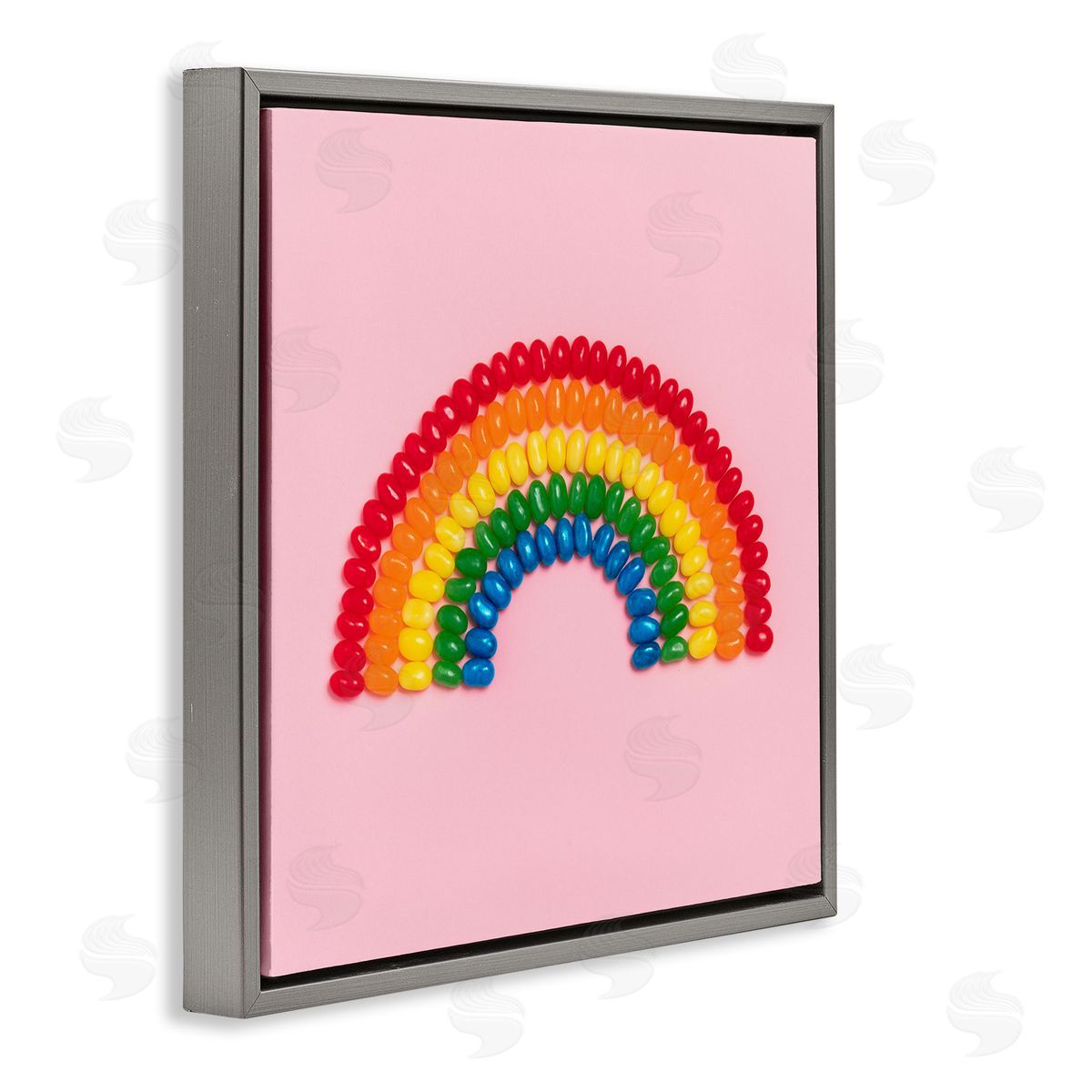 LISH Creative Rainbow Shaped Candies Gray Floating Frame Canvas Wall Art Print