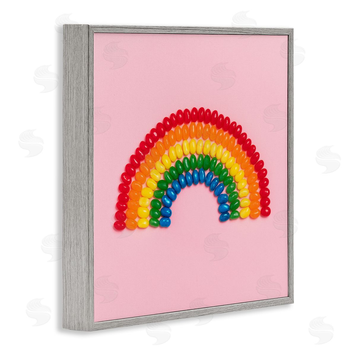 LISH Creative Rainbow Shaped Candies Gray Framed Glicee Wall Art Print