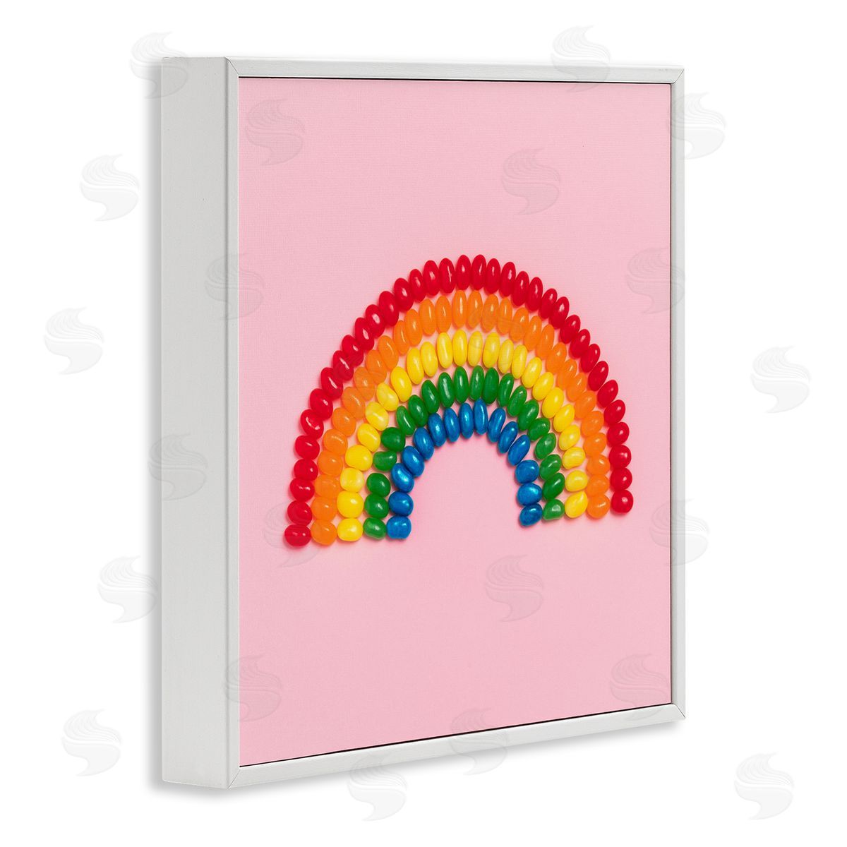 LISH Creative Rainbow Shaped Candies White Framed Glicee Wall Art Print