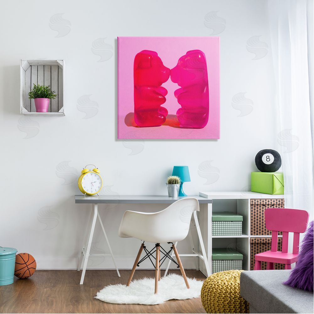 Stupell Studio Kissing Gummy Candy Bears Canvas Wall Art in Room