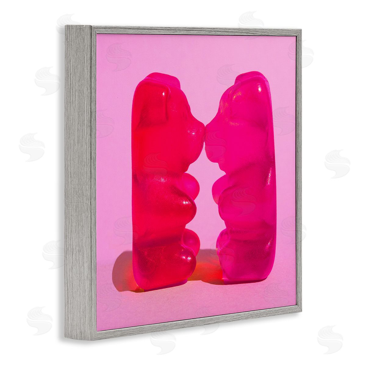 Stupell Studio Kissing Gummy Candy Bears Gray Framed Glicee Wall Art Print