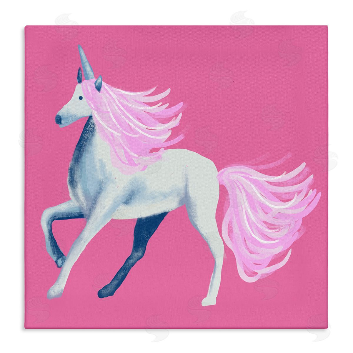 Thimblepress Pink Unicorn Illustration Stretched Canvas Wall Art Print