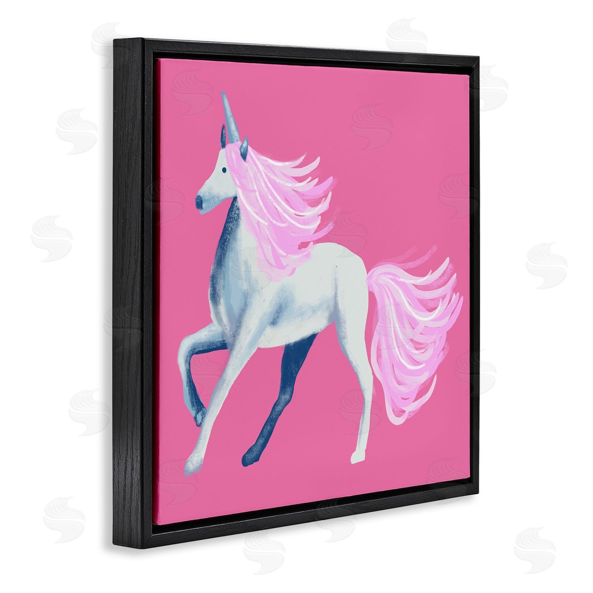 Thimblepress Pink Unicorn Illustration Black Floating Frame Canvas Wall Art Print