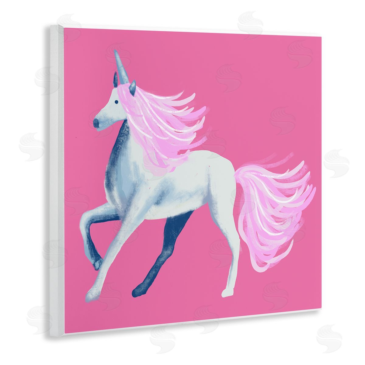 Thimblepress Pink Unicorn Illustration Wooden Wall Plaque Art Print