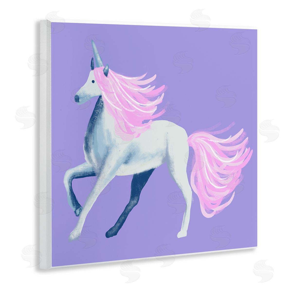 Thimblepress Purple Unicorn Illustration Wooden Wall Plaque Art Print
