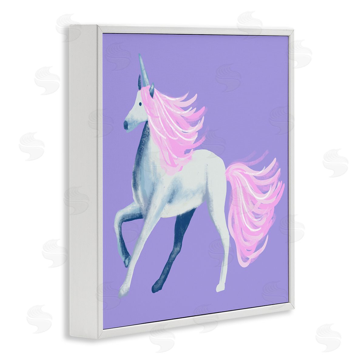 Thimblepress Purple Unicorn Illustration White Framed Glicee Wall Art Print