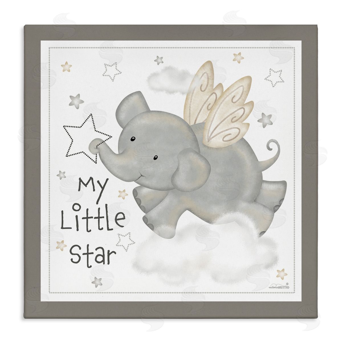 Victoria Hutto My Little Star Elephant Stretched Canvas Wall Art Print
