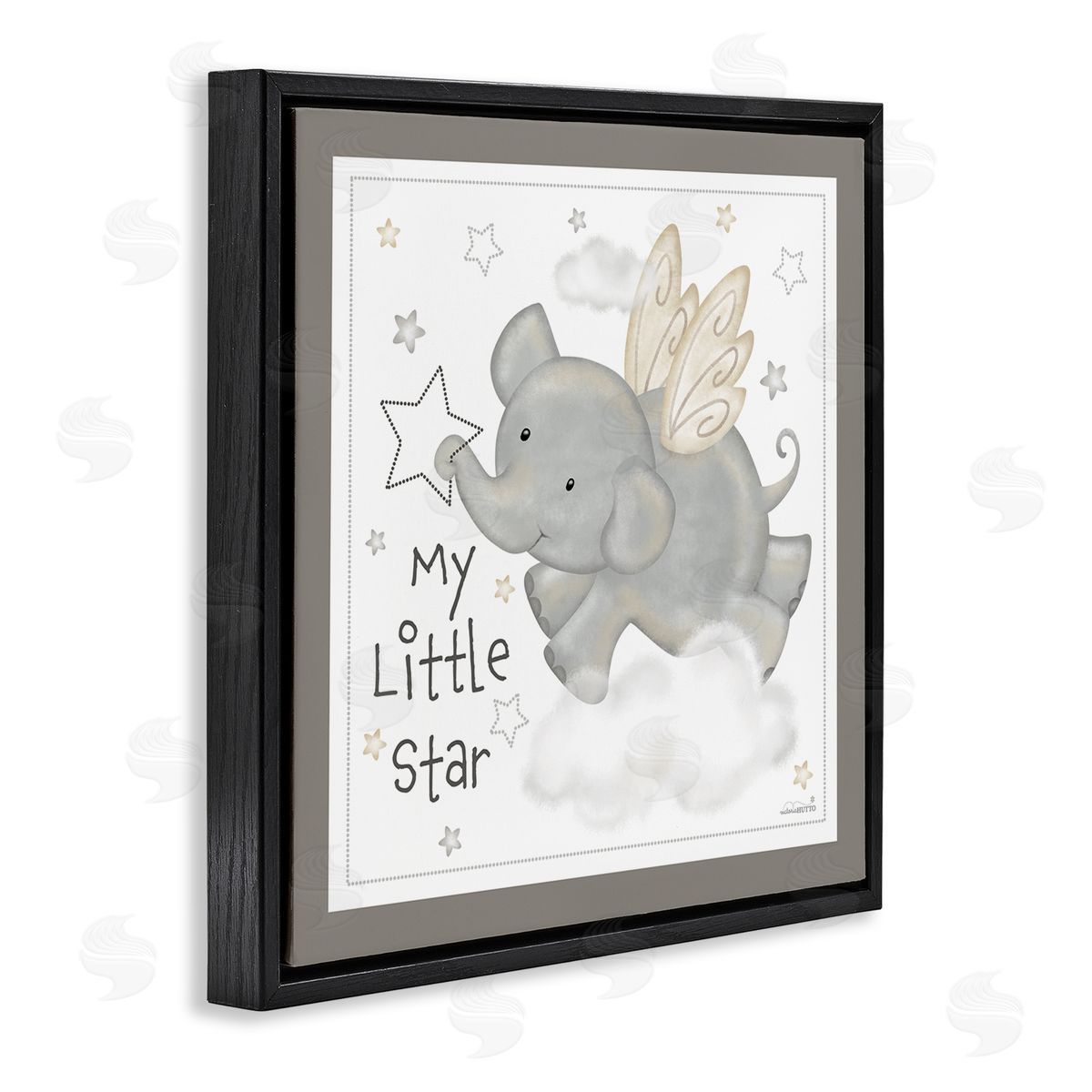 Victoria Hutto My Little Star Elephant Black Floating Frame Canvas Wall Art Print