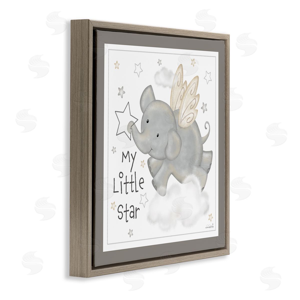 Victoria Hutto My Little Star Elephant Brown Floating Frame Canvas Wall Art Print