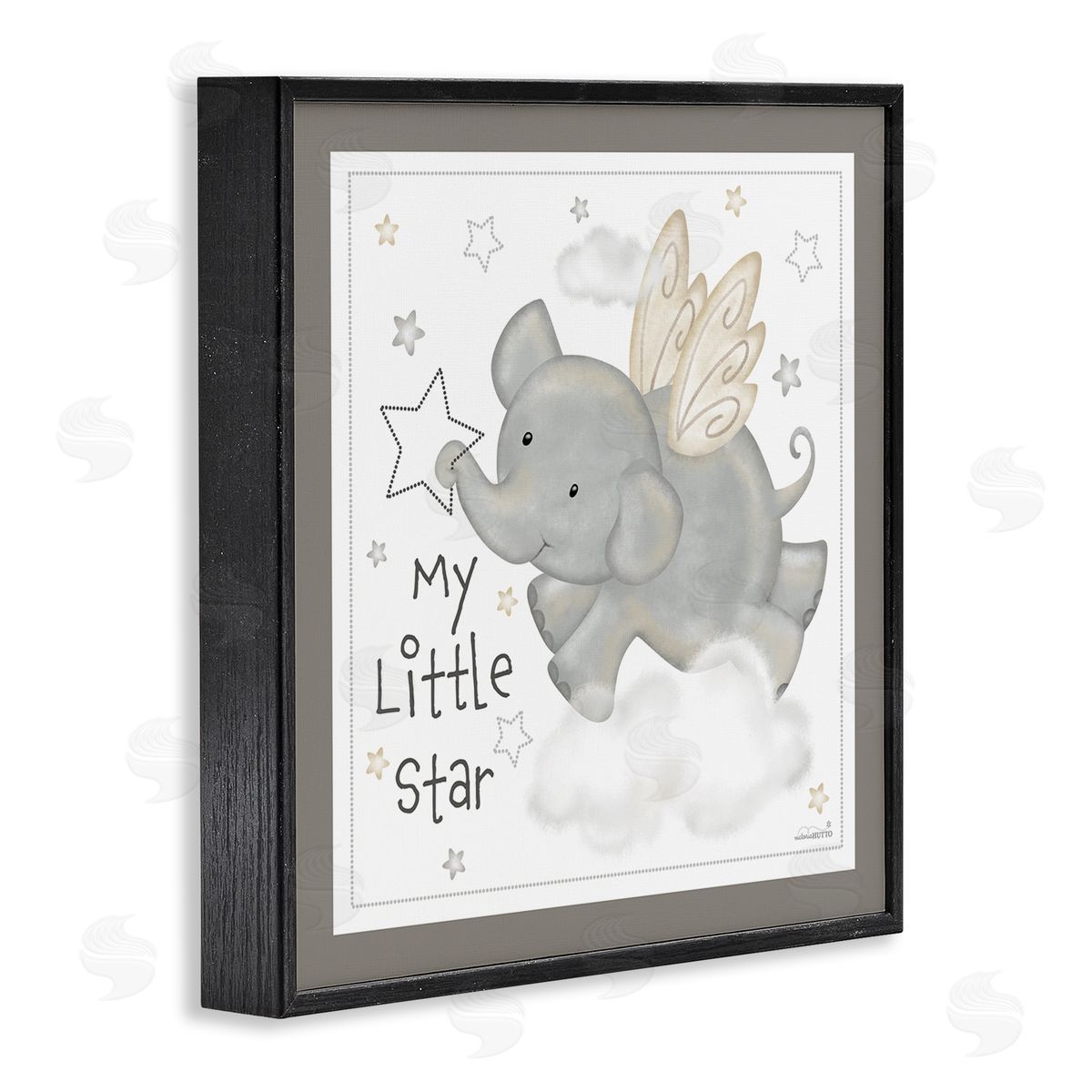 Victoria Hutto My Little Star Elephant Black Framed Glicee Wall Art Print