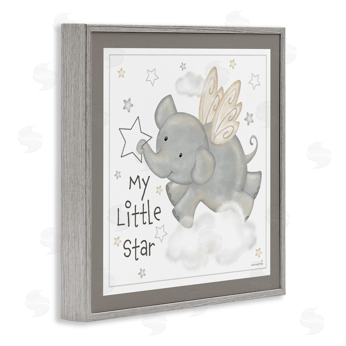 Victoria Hutto My Little Star Elephant Gray Framed Glicee Wall Art Print