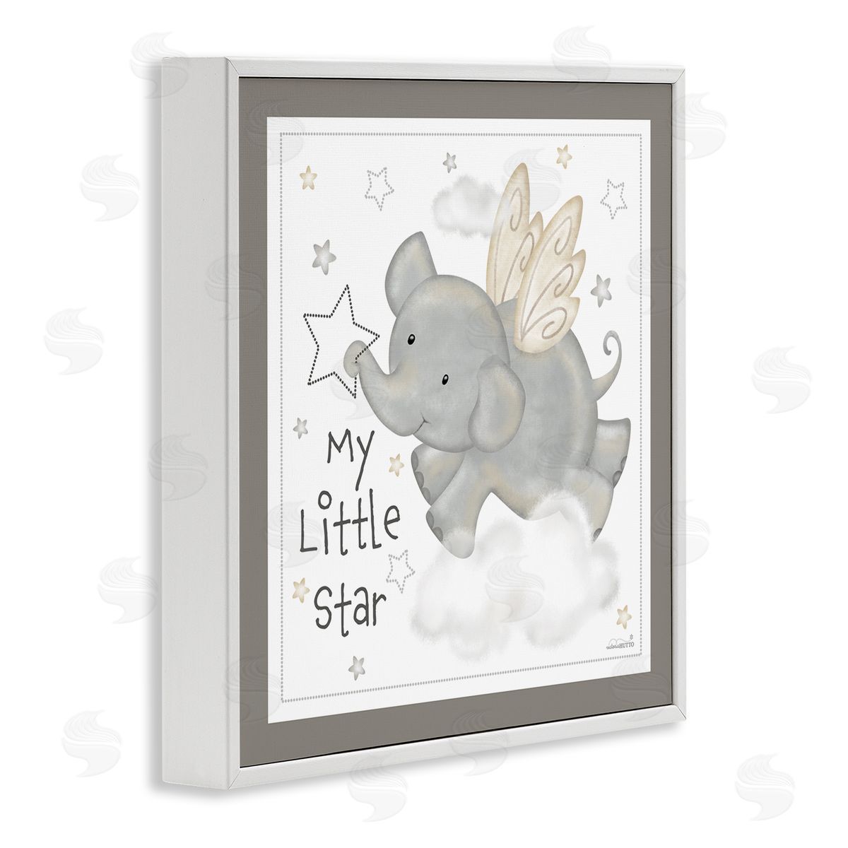 Victoria Hutto My Little Star Elephant White Framed Glicee Wall Art Print