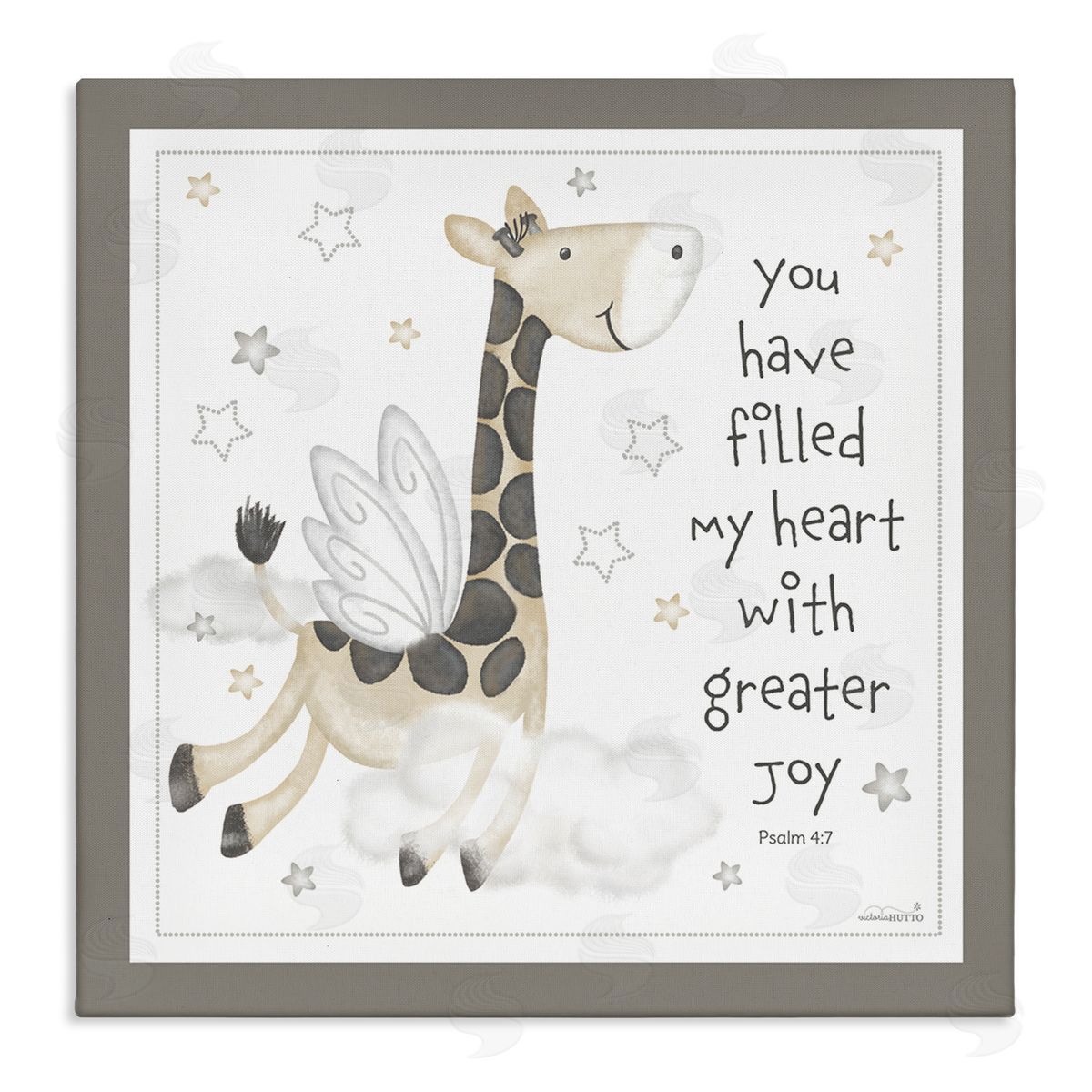 Victoria Hutto Psalm Verse Giraffe Stretched Canvas Wall Art Print