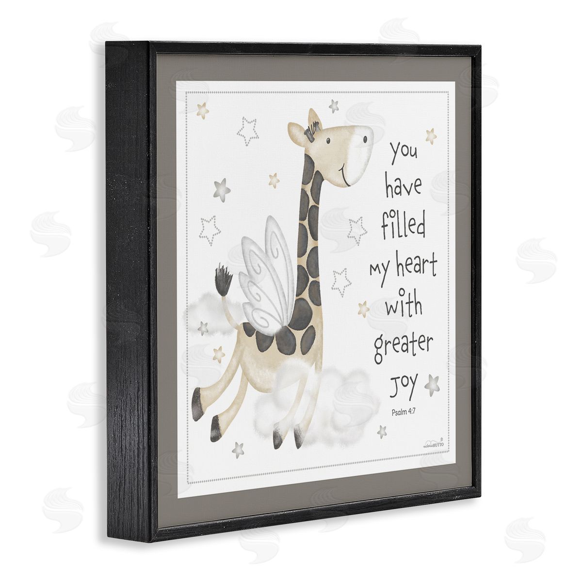 Victoria Hutto Psalm Verse Giraffe Black Framed Glicee Wall Art Print