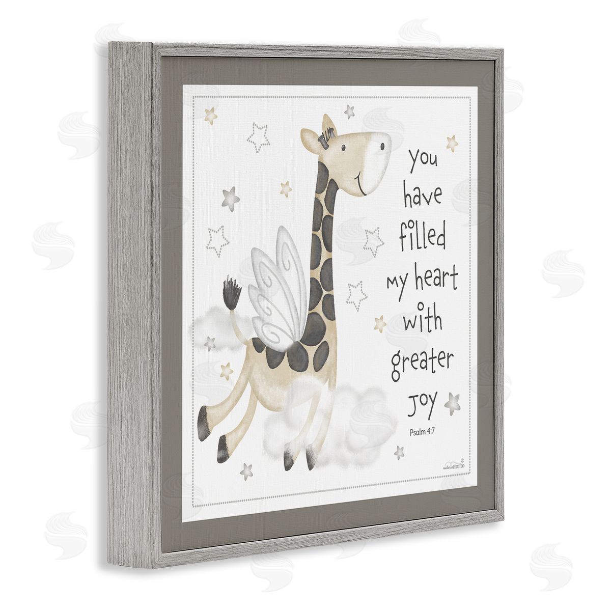 Victoria Hutto Psalm Verse Giraffe Gray Framed Glicee Wall Art Print