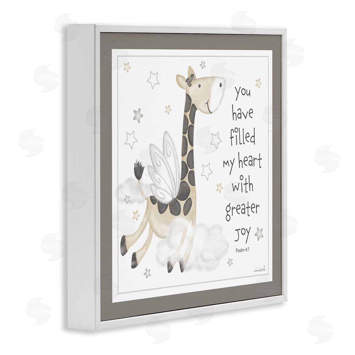 Victoria Hutto Psalm Verse Giraffe White Framed Glicee Wall Art Print