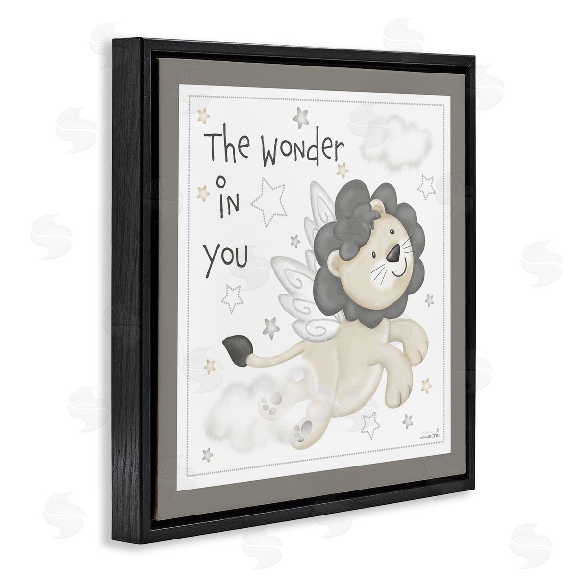 Victoria Hutto The Wonder in You Lion Black Floating Frame Canvas Wall Art Print