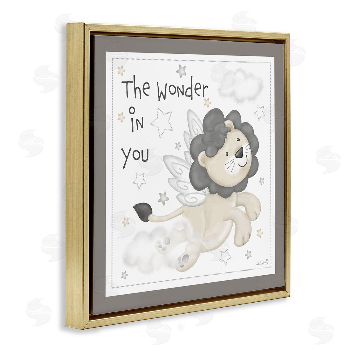Victoria Hutto The Wonder in You Lion Gold Floating Frame Canvas Wall Art Print
