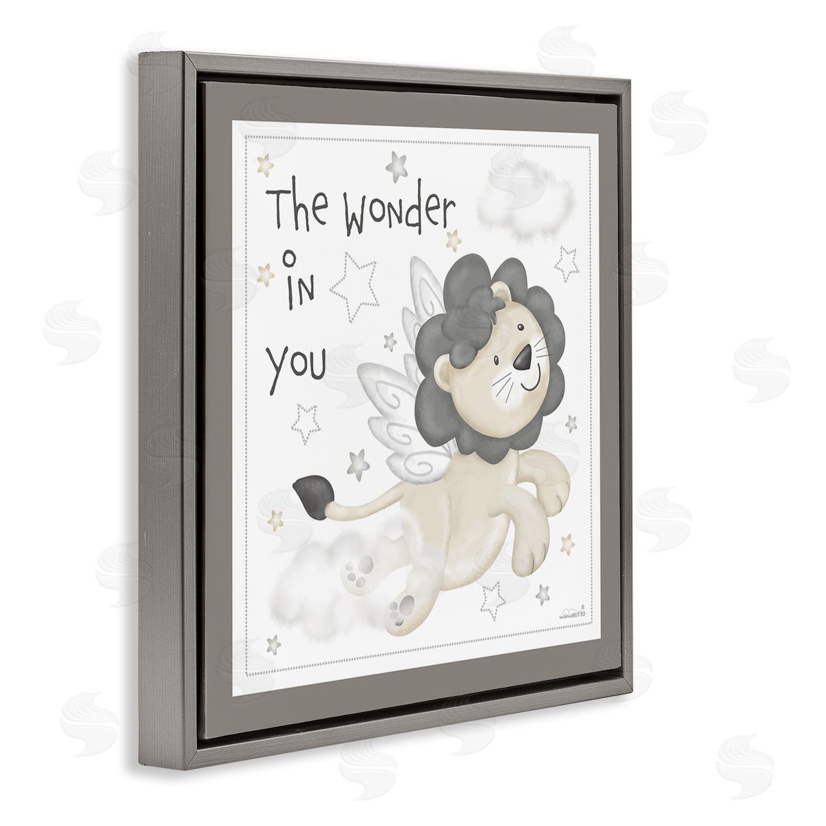 Victoria Hutto The Wonder in You Lion Gray Floating Frame Canvas Wall Art Print